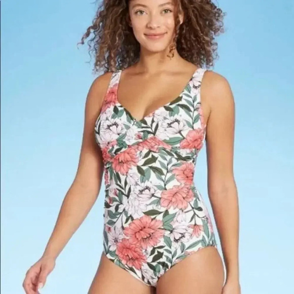 Kona Sol Women's Floral Twist-Front One-Piece Swimsuit Size Large - Picture 1 of 4